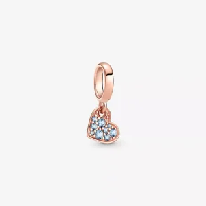 (resim) Açık Mavi Pavé Yatık Kalp Sallantılı Charm - 789404C01