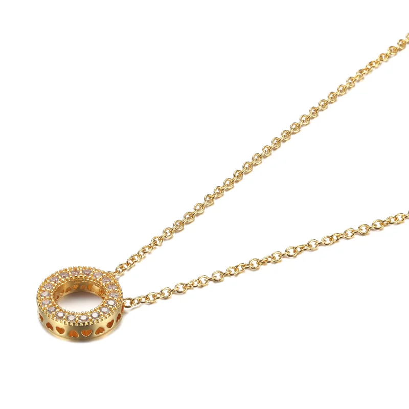 (resim) Pandora 14k altın kaplama Pandora Logo Pavé Daire Kolye - 367436C01 - Görüntüle 2