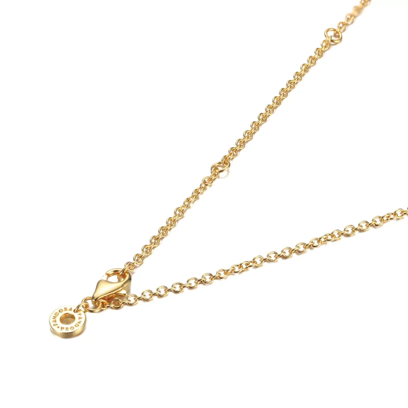(resim) Pandora 14k altın kaplama Pandora Logo Pavé Daire Kolye - 367436C01 - Görüntüle 4