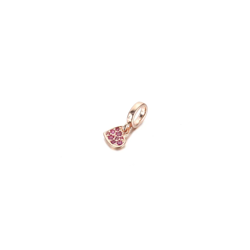 (resim) Pandora 14k rose altın kaplama Kraliyet Mor Pavé Eğik Kalp Sallantılı Charm - 78 - Görüntüle 2