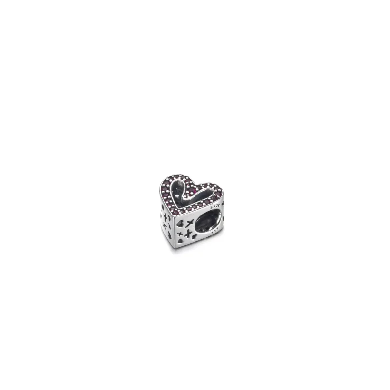 (resim) Pandora Pırıl pırıl Yakut Kırmızı Serbest Kalp Charm - 798692C02 - Görüntüle 4
