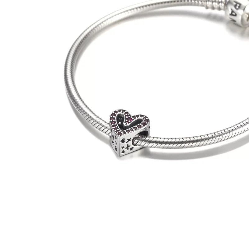 (resim) Pandora Pırıl pırıl Yakut Kırmızı Serbest Kalp Charm - 798692C02 - Görüntüle 5