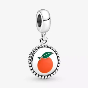(resim) Pandora Turuncu motifli yuvarlak Sallantılı Charm - 791169C00_E026