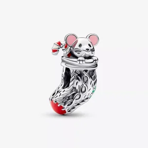 (resim) PANDORA Festive Mouse & Stocking Charm - 792366C01