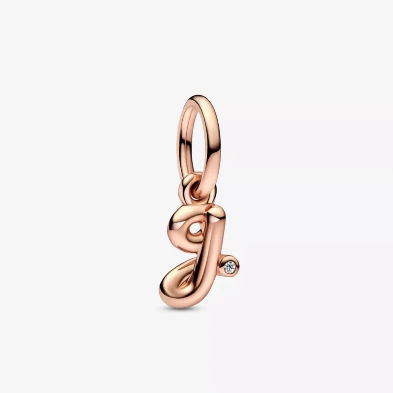 (resim) PANDORA Harf G El Yazısı Alfabesi Asılı Charm - 782535C01