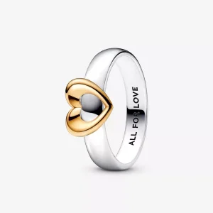 (resim) PANDORA Işıltılı İki Tonlu Kayan Kalp Yüzük - 162504C00