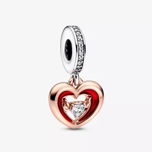 (resim) PANDORA İki Tonlu Işıltılı Kalp Asılı Charm - 782450C01