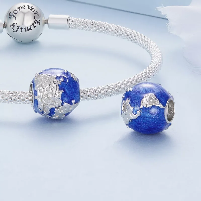 (resim) Pandora Stili Dünya Küresi Charm - BSC846 - Görüntüle 4