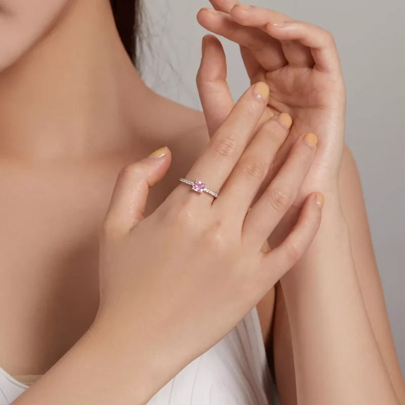 (resim) Pandora Stili Kare Parlak Taç Yüzük - BSR191 - Görüntüle 8