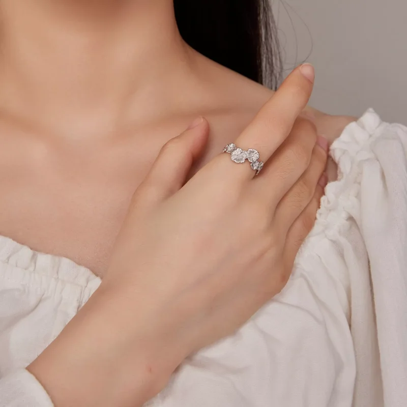 (resim) Pandora Stili Klasik Papatya Çiçeği Band Yüzük - BSR382 - Görüntüle 4