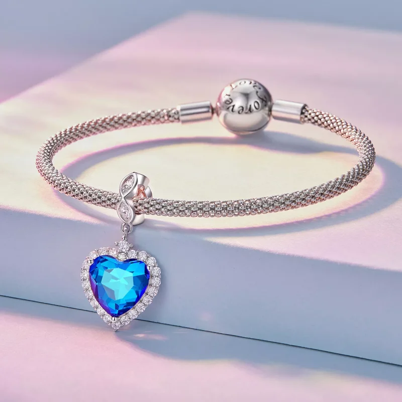 (resim) Pandora Stili Mavi Kalp Charm - BSC775 - Görüntüle 3