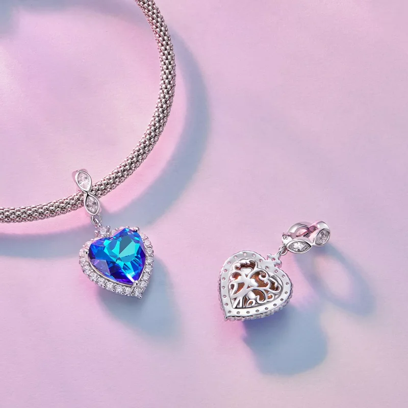 (resim) Pandora Stili Mavi Kalp Charm - BSC775 - Görüntüle 4