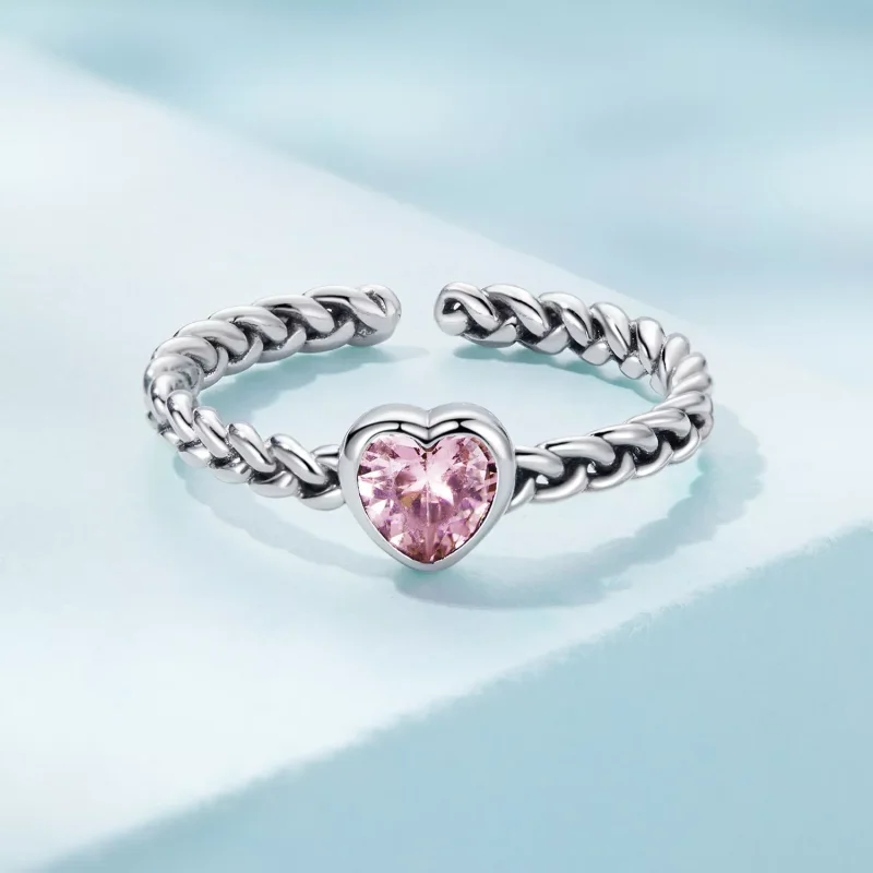 (resim) Pandora Stili Pembe Kalp Yüzük - SCR865 - Görüntüle 3
