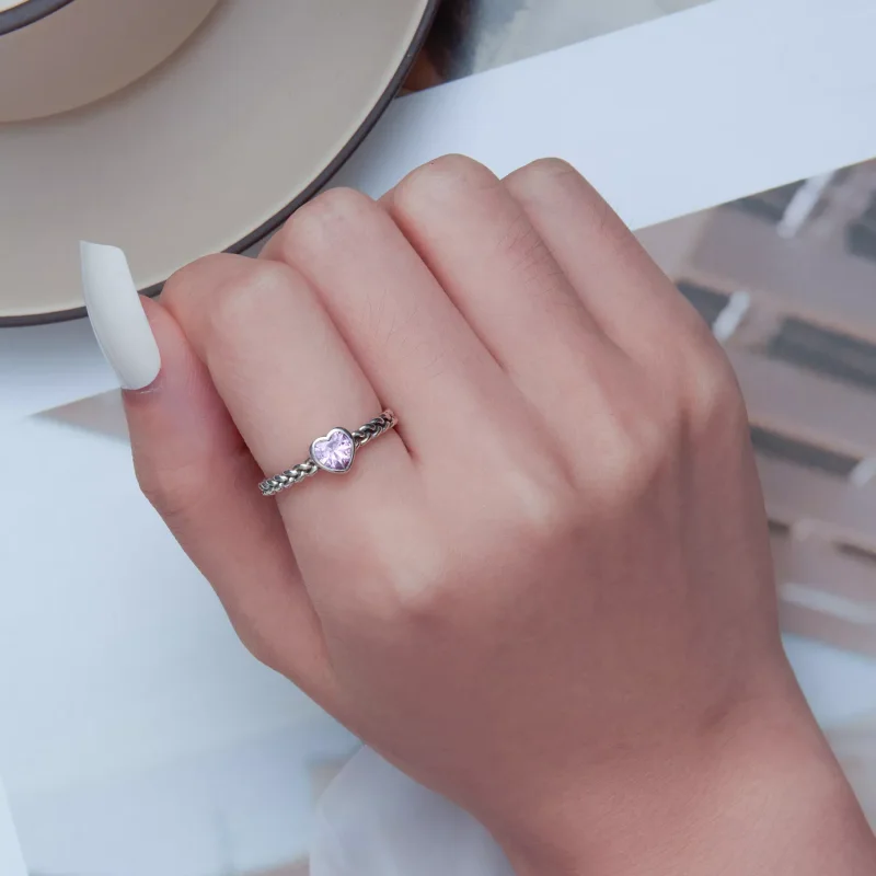 (resim) Pandora Stili Pembe Kalp Yüzük - SCR865 - Görüntüle 6