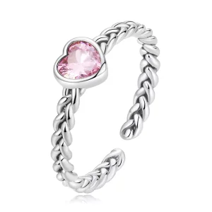 (resim) Pandora Stili Pembe Kalp Yüzük - SCR865
