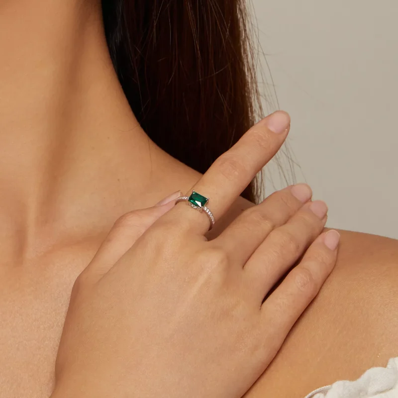 (resim) Pandora Stili Yeşil Taş Yüzük - BSR461 - Görüntüle 4