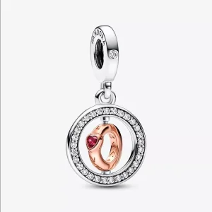(resim) Pandora Aşk döner gümüş ve 14k roze altın kaplamalı sallantı - 782600C01