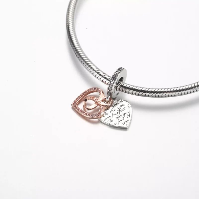 (resim) Pandora İki Renk Sonsuzluk Kalp Çift Dangle Charm - 782641C01 - Görüntüle 4