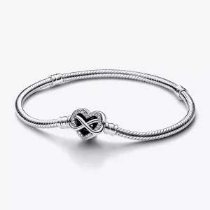 (resim) Pandora Moments Parlak Sonsuzluk Kalp Toka Yılan Zincir Bileklik - 592645C01