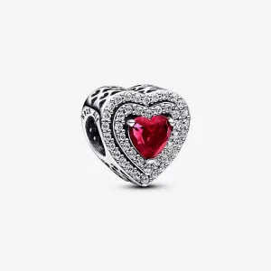 (resim) Pandora Parlayan Yükseltilmiş Kalp Küpe - 799218C02
