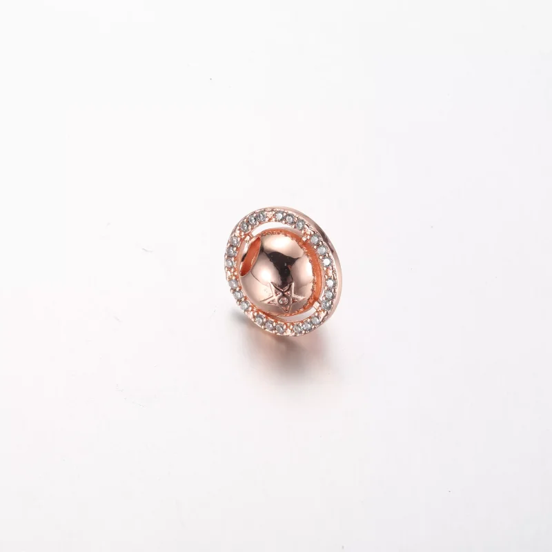 (resim) Pandora Satürn gezegeni 14 ayar pembe altın kaplama berrak kübik zirkonlu charm - Görüntüle 5