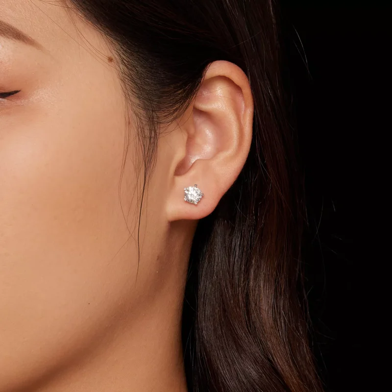 (resim) Pandora Stil 1 Karat Moissanit Küpe - MSE024-L - Görüntüle 2