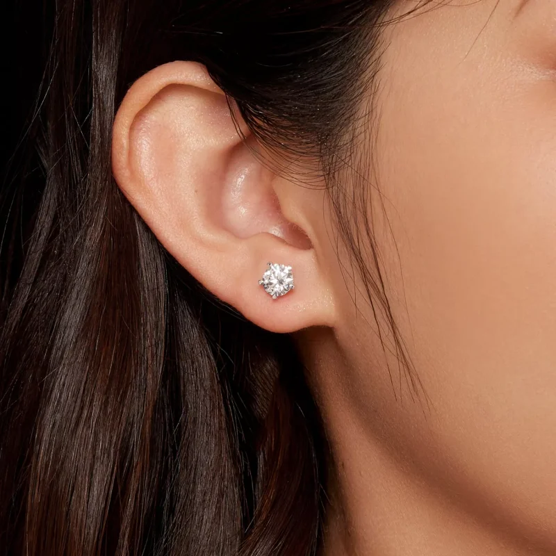 (resim) Pandora Stil 1 Karat Moissanit Küpe - MSE024-L - Görüntüle 4