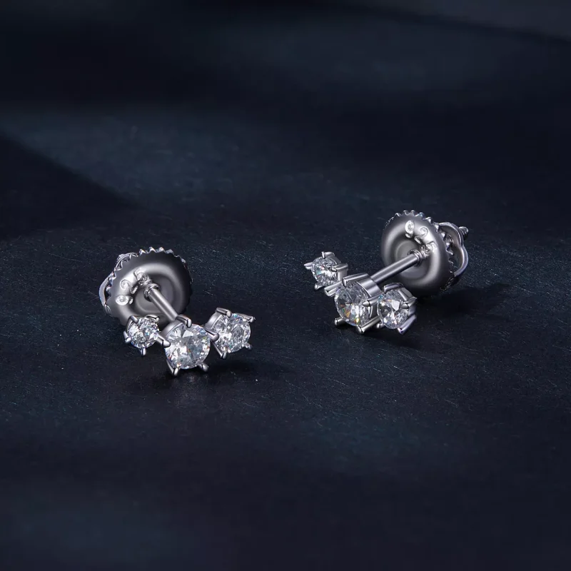(resim) Pandora Stil Moissanite Küpe (Bir Sertifika) - MSE034 - Görüntüle 2