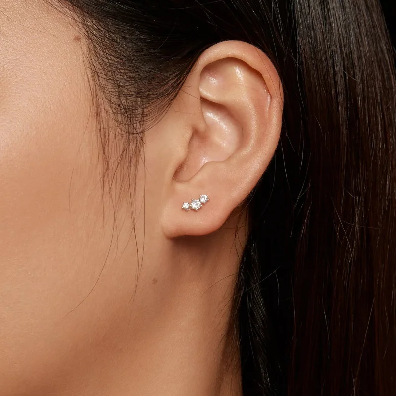 (resim) Pandora Stil Moissanite Küpe (Bir Sertifika) - MSE034 - Görüntüle 6