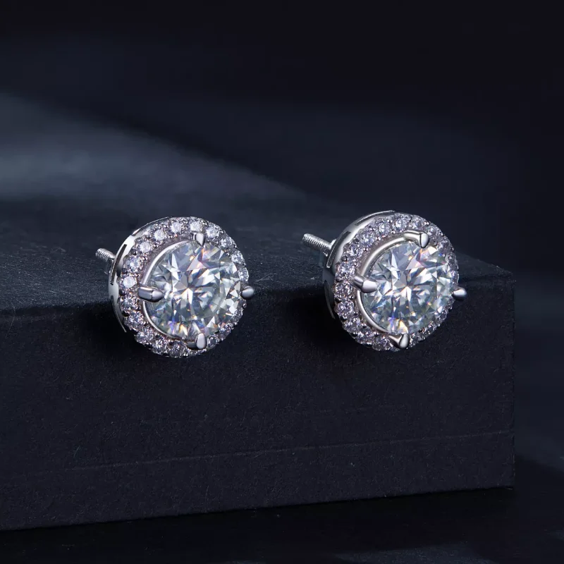 (resim) Pandora Stili 1 Karat Moissanite Küpe (İki Sertifika) - MSE039 - Görüntüle 2