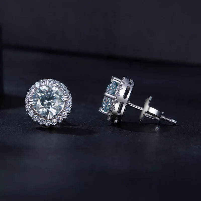 (resim) Pandora Stili 1 Karat Moissanite Küpe (İki Sertifika) - MSE039 - Görüntüle 4