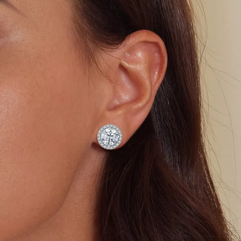 (resim) Pandora Stili 1 Karat Moissanite Küpe (İki Sertifika) - MSE039 - Görüntüle 5