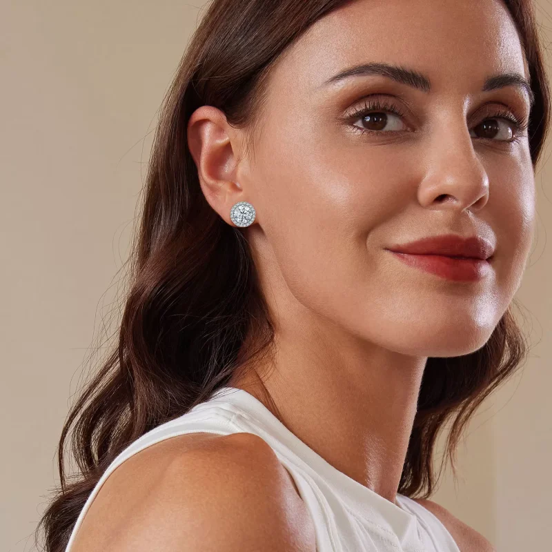 (resim) Pandora Stili 1 Karat Moissanite Küpe (İki Sertifika) - MSE039 - Görüntüle 6