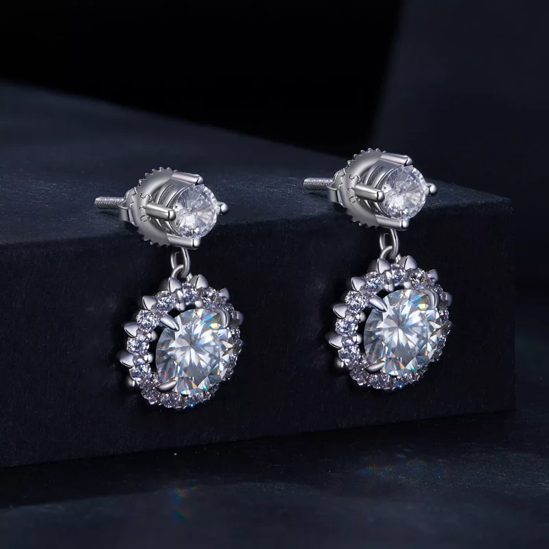 (resim) Pandora Stili 1 Karat Moissanite Küpe - MSE028 - Görüntüle 2