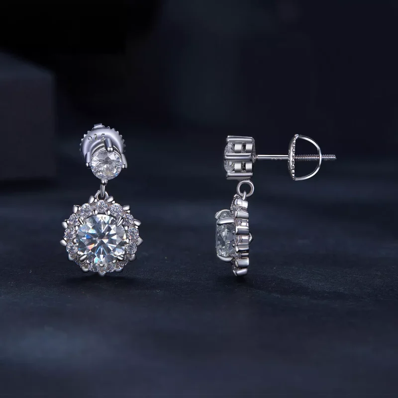 (resim) Pandora Stili 1 Karat Moissanite Küpe - MSE028 - Görüntüle 3