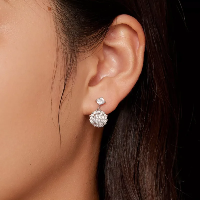 (resim) Pandora Stili 1 Karat Moissanite Küpe - MSE028 - Görüntüle 5