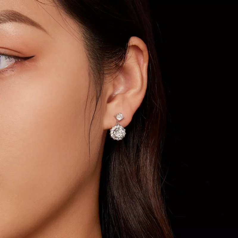 (resim) Pandora Stili 1 Karat Moissanite Küpe - MSE028 - Görüntüle 7