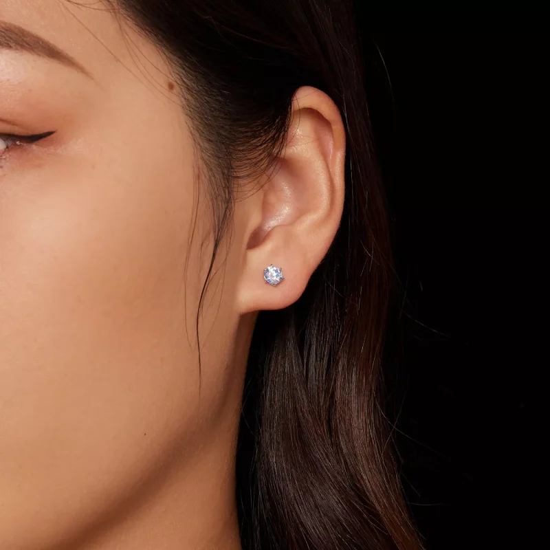 (resim) Pandora Stili Akvamarin Moissanite Küpe - MSE025-SLB - Görüntüle 2