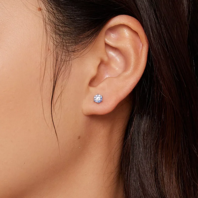 (resim) Pandora Stili Akvamarin Moissanite Küpe - MSE025-SLB - Görüntüle 3