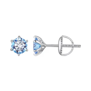 (resim) Pandora Stili Akvamarin Moissanite Küpe - MSE025-SLB