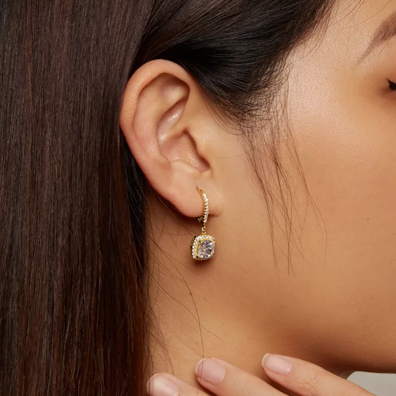 (resim) Pandora Stili Altın Parlak Zaman Asılı Küpe - SCE520-B - Görüntüle 5