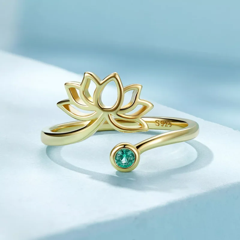 (resim) Pandora Stili Basit Lotus Açık Yüzük - SCR821-B - Görüntüle 3
