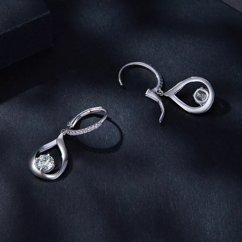 (resim) Pandora Stili Düşen Moissanite Küpe (İki Sertifika) - MSE032 - Görüntüle 4