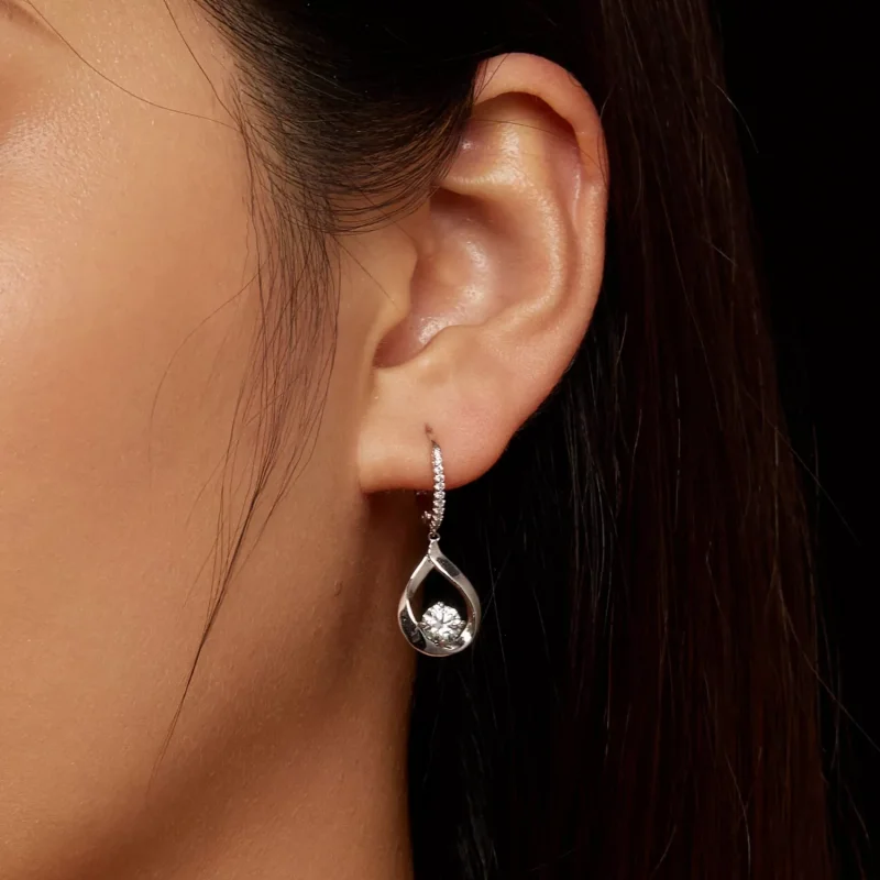 (resim) Pandora Stili Düşen Moissanite Küpe (İki Sertifika) - MSE032 - Görüntüle 7
