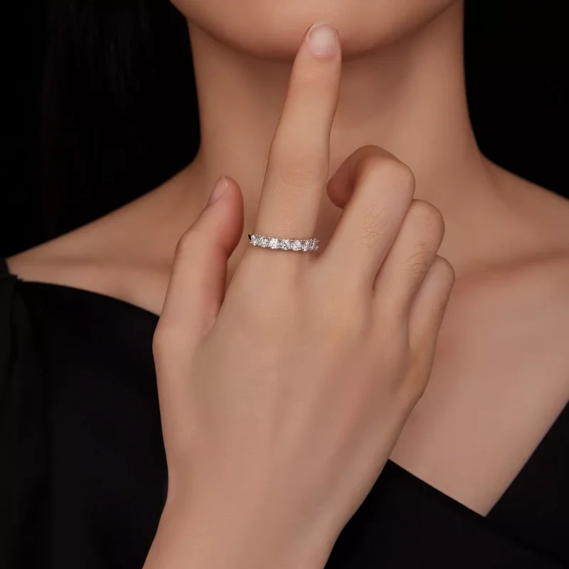 (resim) Pandora Stili Desenli Moissanite Yüzük (Bir Sertifika) - MSR015 - Görüntüle 8