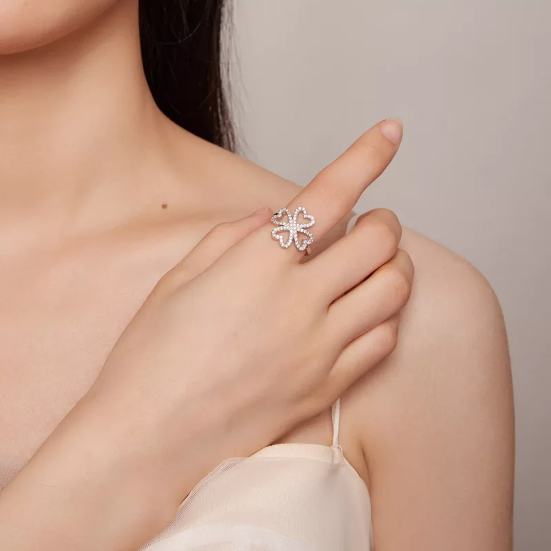 (resim) Pandora Stili Dört Yapraklı Yonca Yüzük - BSR399 - Görüntüle 6