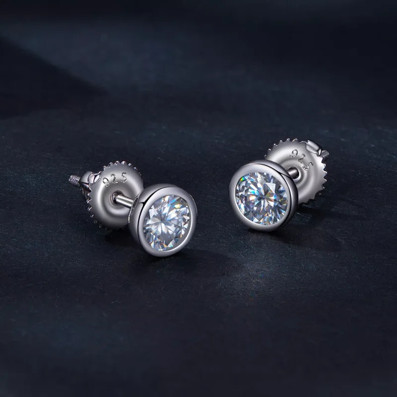 (resim) Pandora Stili Çerçeve ile Monteli Moissanite Küpe - MSE026 - Görüntüle 2
