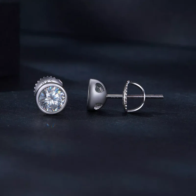 (resim) Pandora Stili Çerçeve ile Monteli Moissanite Küpe - MSE026 - Görüntüle 3