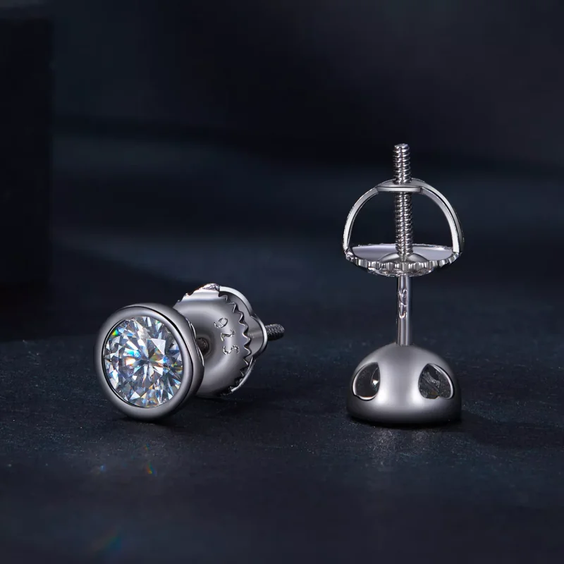 (resim) Pandora Stili Çerçeve ile Monteli Moissanite Küpe - MSE026 - Görüntüle 4