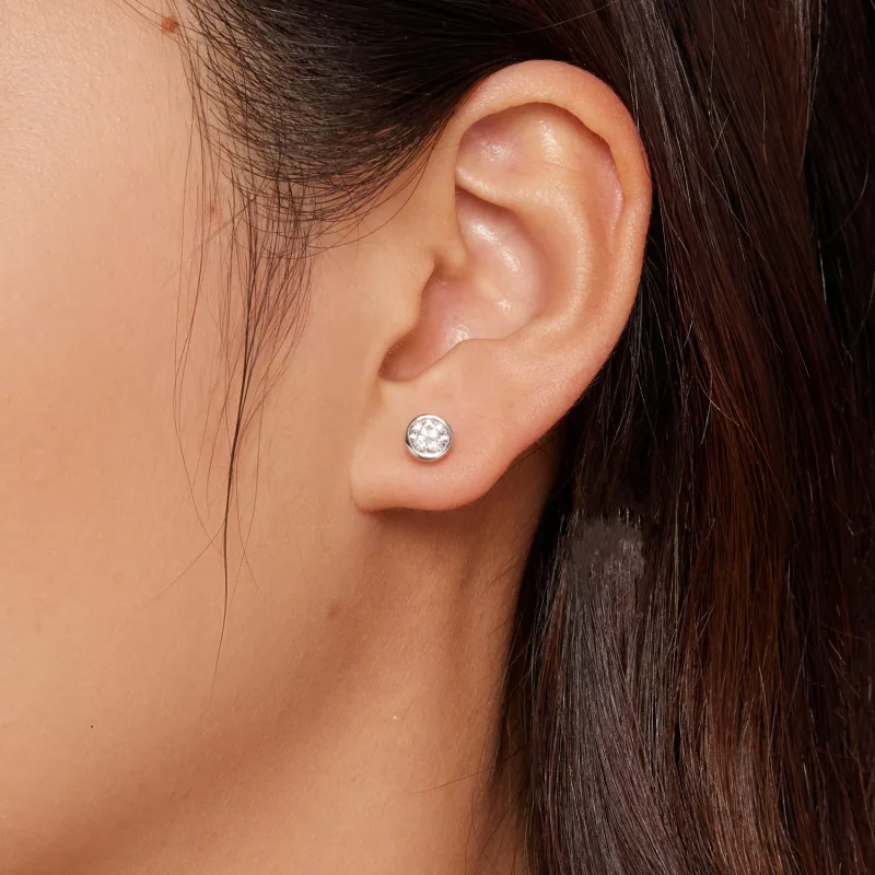 (resim) Pandora Stili Çerçeve ile Monteli Moissanite Küpe - MSE026 - Görüntüle 5